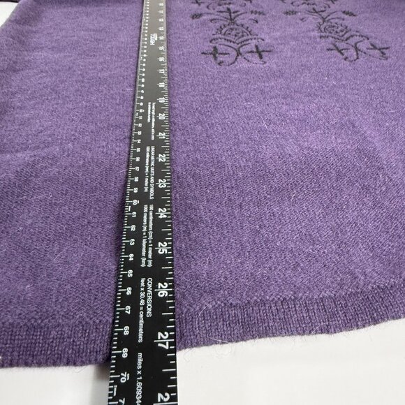 Serengeti Wool Embroidered Sweater Womens Size XL Winter Purple V-Neck VTG Warm - Picture 8 of 11